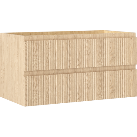 Mexen Rivel bathroom cabinet under the sink 90 cm, 2 drawers, grooved, oak - 91A20-09047-2-BFF81