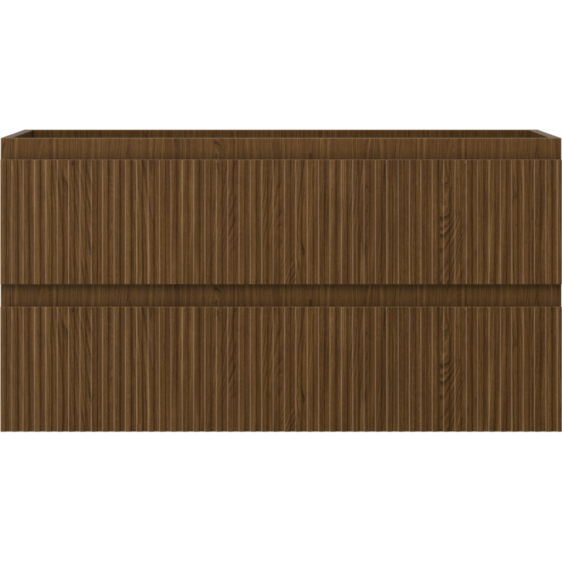 Mexen Rivel bathroom cabinet with sink 90 cm, 2 drawers, fluted, walnut - 91A20-09047-2-BFF86