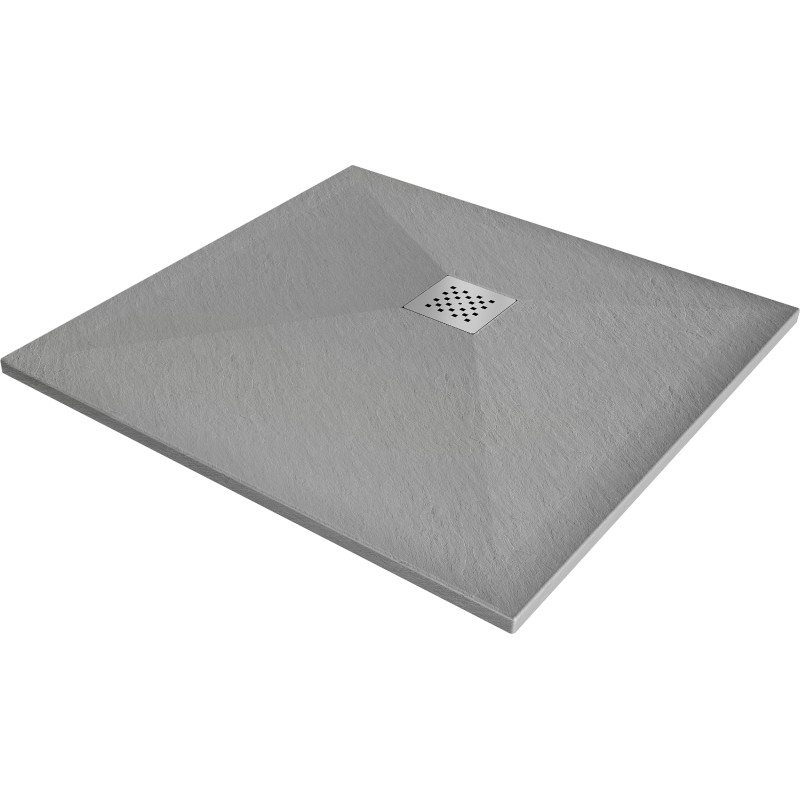 Mexen Stone+ composite square shower tray 90 x 90 cm, gray-concrete - 44619090