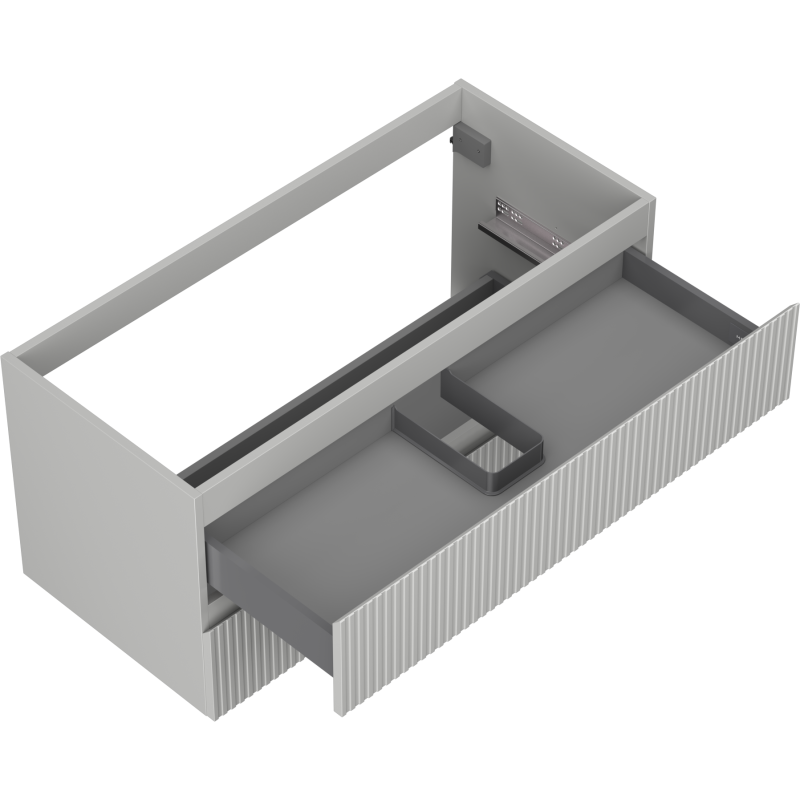 Mexen Rivel 100 cm Under-Sink Bathroom Cabinet, 2 Drawers, Fluted, Matte Grey - 91A20-10047-2-BFF62