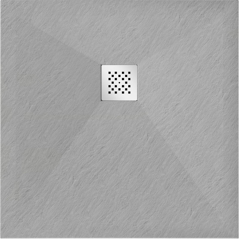 Mexen Stone+ composite square shower tray 90 x 90 cm, gray-concrete - 44619090