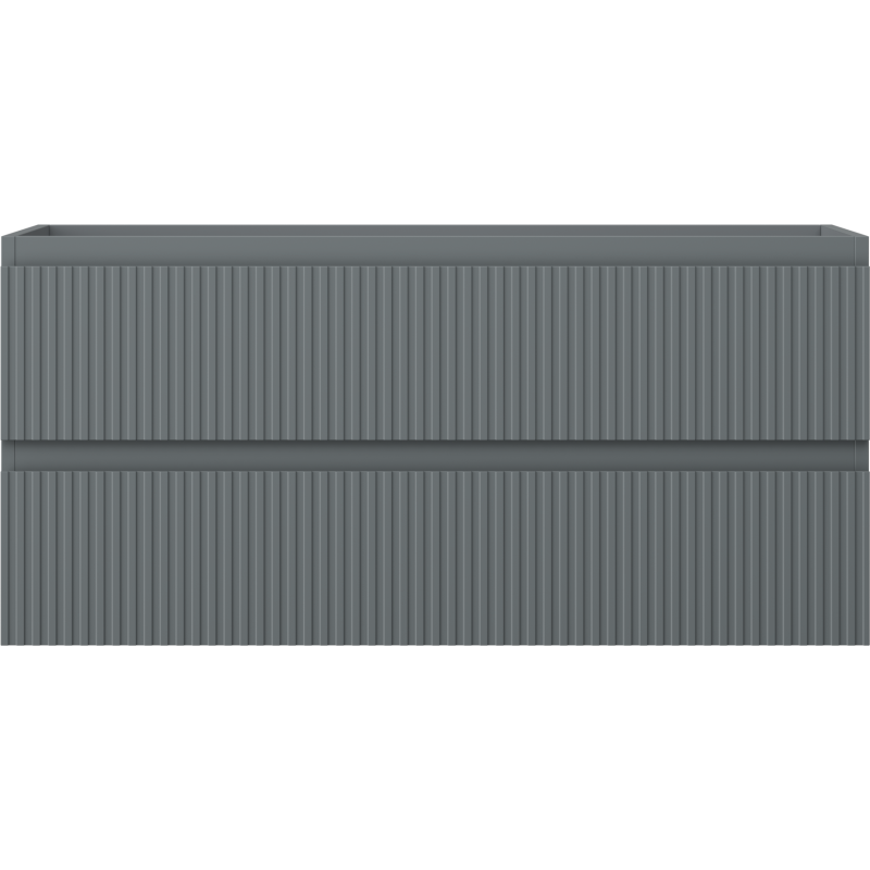 Mexen Rivel 100 cm bathroom cabinet for under sink, 2 drawers, grooved, matt graphite - 91A20-10047-2-BFF66