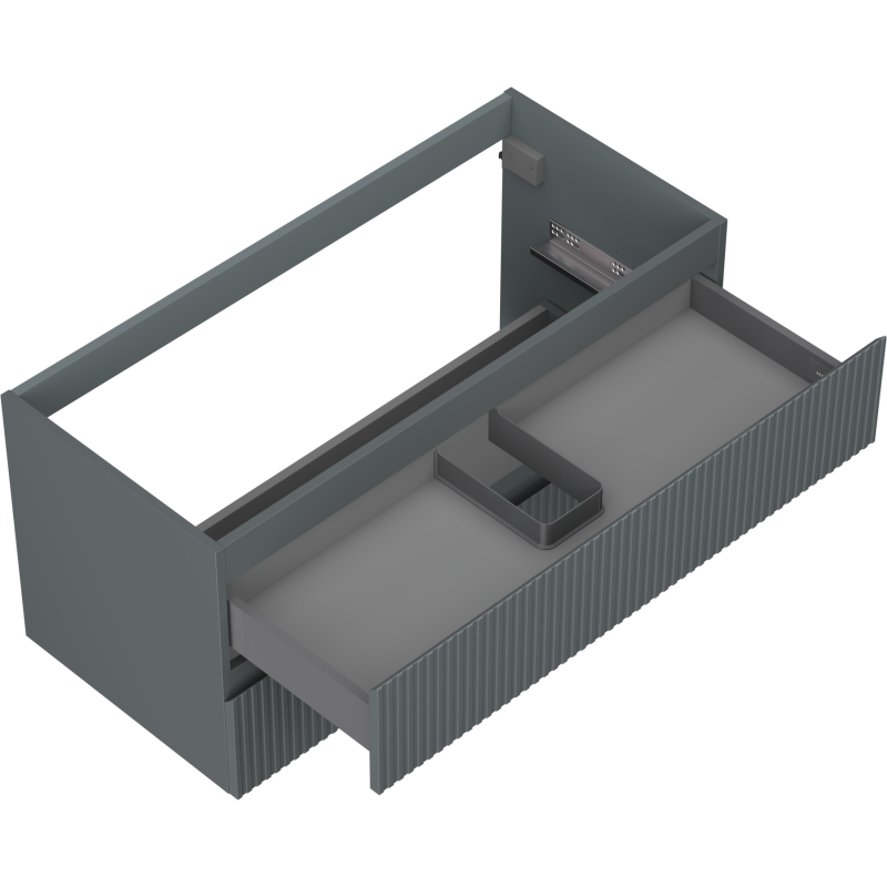 Mexen Rivel 100 cm bathroom cabinet for under sink, 2 drawers, grooved, matt graphite - 91A20-10047-2-BFF66