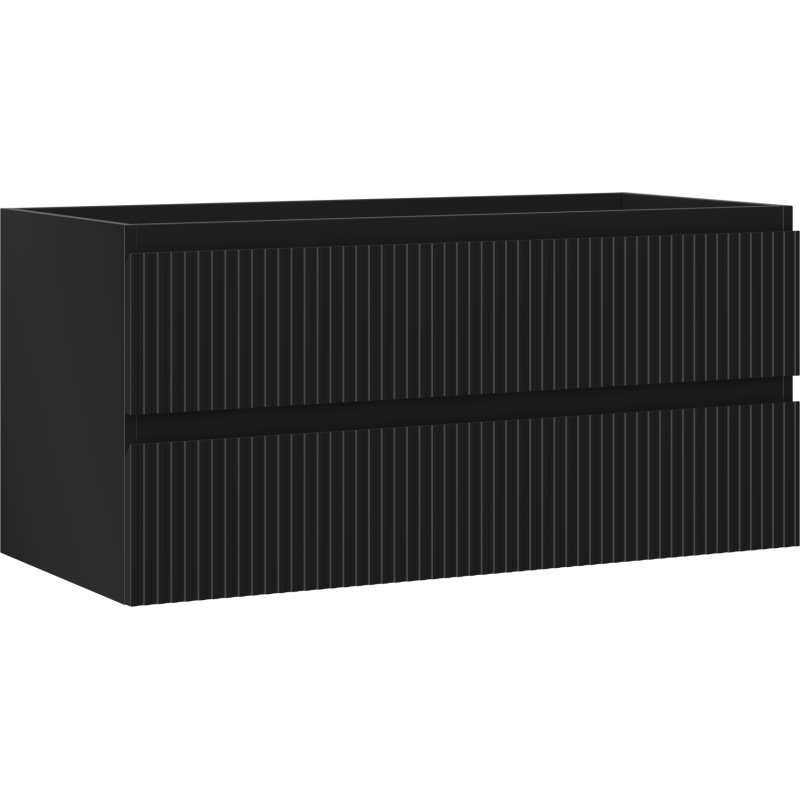 Mexen Rivel bathroom cabinet under sink 100 cm, 2 drawers, grooved, black matte - 91A20-10047-2-BFF71