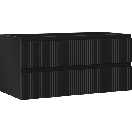 Mexen Rivel bathroom cabinet under sink 100 cm, 2 drawers, grooved, black matte - 91A20-10047-2-BFF71