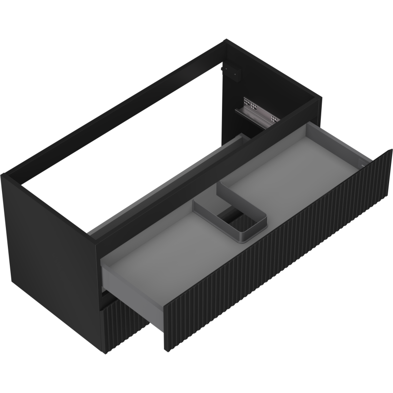 Mexen Rivel bathroom cabinet under sink 100 cm, 2 drawers, grooved, black matte - 91A20-10047-2-BFF71