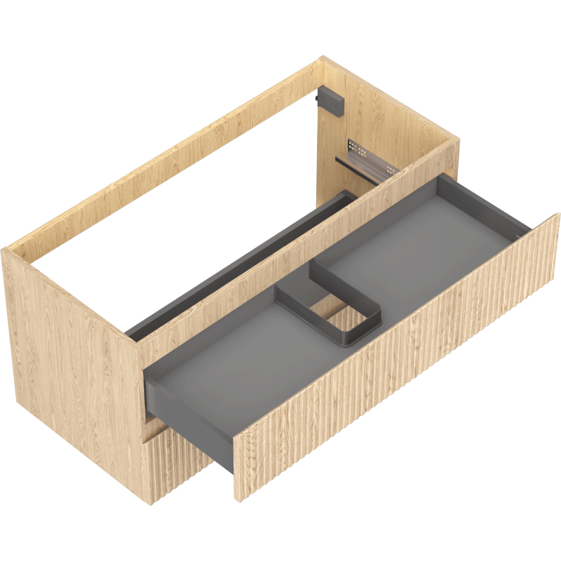 Mexen Rivel bathroom cabinet for sink 100 cm, 2 drawers, fluted, oak - 91A20-10047-2-BFF81