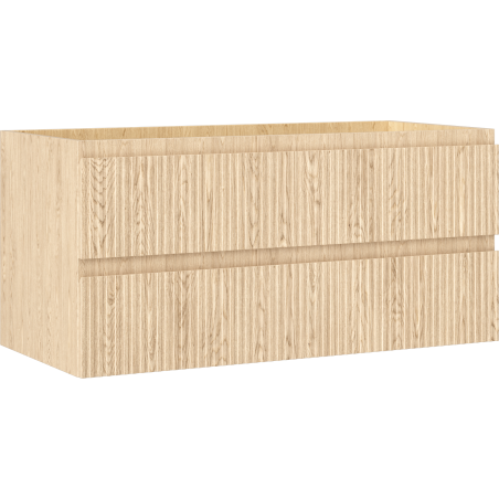 Mexen Rivel bathroom cabinet for washbasin 100 cm, 2 drawers, fluted, oak - 91A20-10047-2-BFF81
