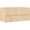 Mexen Rivel bathroom cabinet for washbasin 100 cm, 2 drawers, fluted, oak - 91A20-10047-2-BFF81