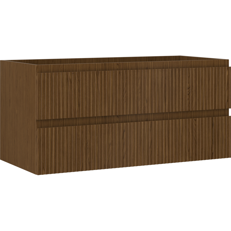 Mexen Rivel 100 cm Under-Sink Bathroom Cabinet, 2 Drawers, Fluted, Walnut - 91A20-10047-2-BFF86