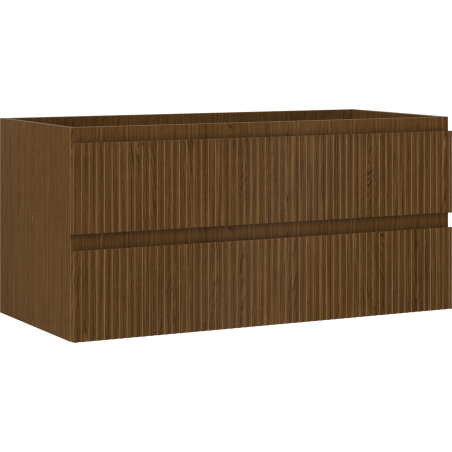 Mexen Rivel 100 cm Under-Sink Bathroom Cabinet, 2 Drawers, Fluted, Walnut - 91A20-10047-2-BFF86