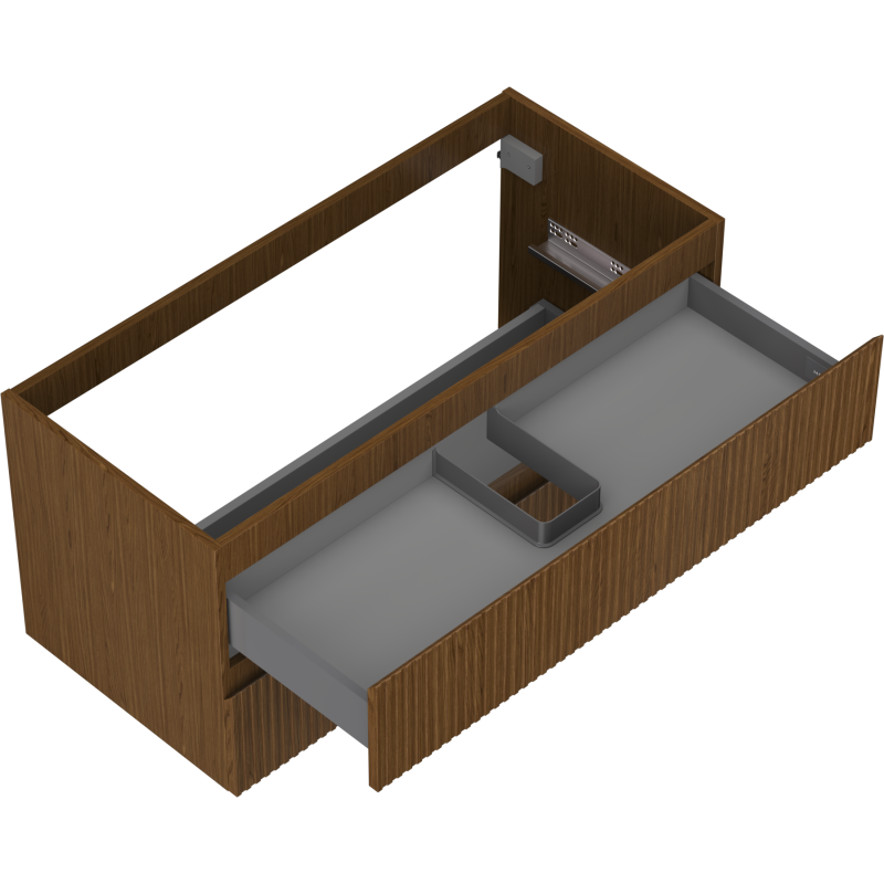 Mexen Rivel 100 cm Under-Sink Bathroom Cabinet, 2 Drawers, Fluted, Walnut - 91A20-10047-2-BFF86