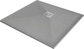 Mexen Stone+ composite square shower tray, 100 x 100 cm, gray-concrete - 44611010