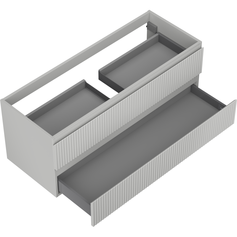 Mexen Rivel 120 cm bathroom cabinet with sink, 2 drawers, grooved, grey matte - 91A20-12047-2-BFF62