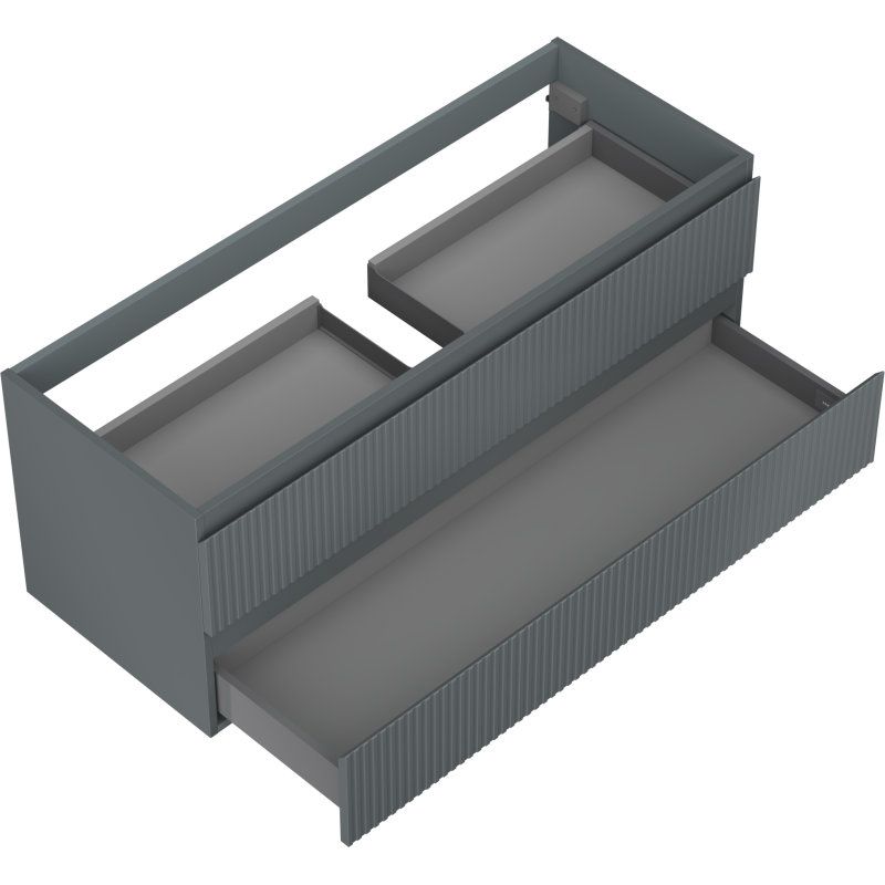 Mexen Rivel bathroom cabinet for washbasin 120 cm, 2 drawers, grooved, matte graphite - 91A20-12047-2-BFF66