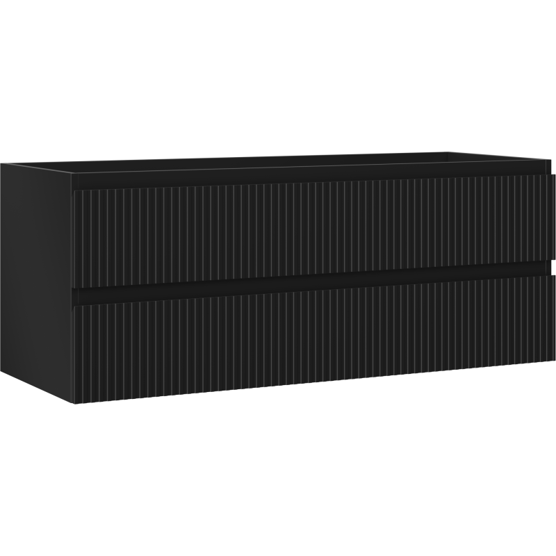Mexen Rivel bathroom cabinet under sink 120 cm, 2 drawers, fluted, black matte - 91A20-12047-2-BFF71