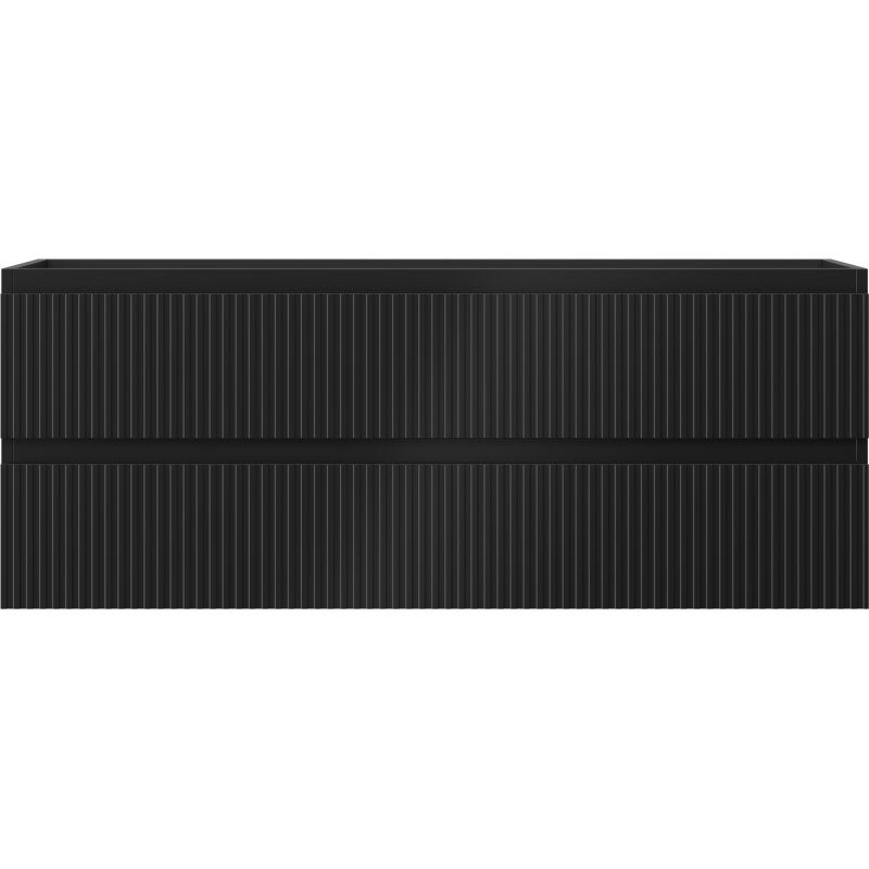 Mexen Rivel bathroom cabinet under sink 120 cm, 2 drawers, fluted, black matte - 91A20-12047-2-BFF71