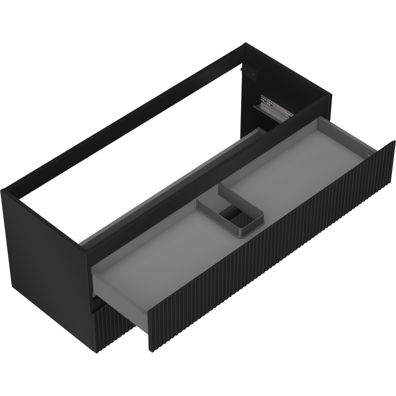 Mexen Rivel bathroom cabinet under sink 120 cm, 2 drawers, fluted, black matte - 91A20-12047-2-BFF71