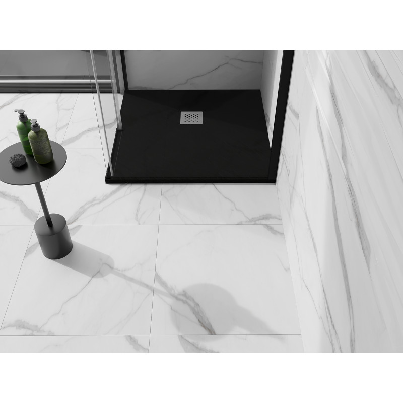 Mexen Stone+ composite square shower tray 70 x 70 cm, black - 44707070