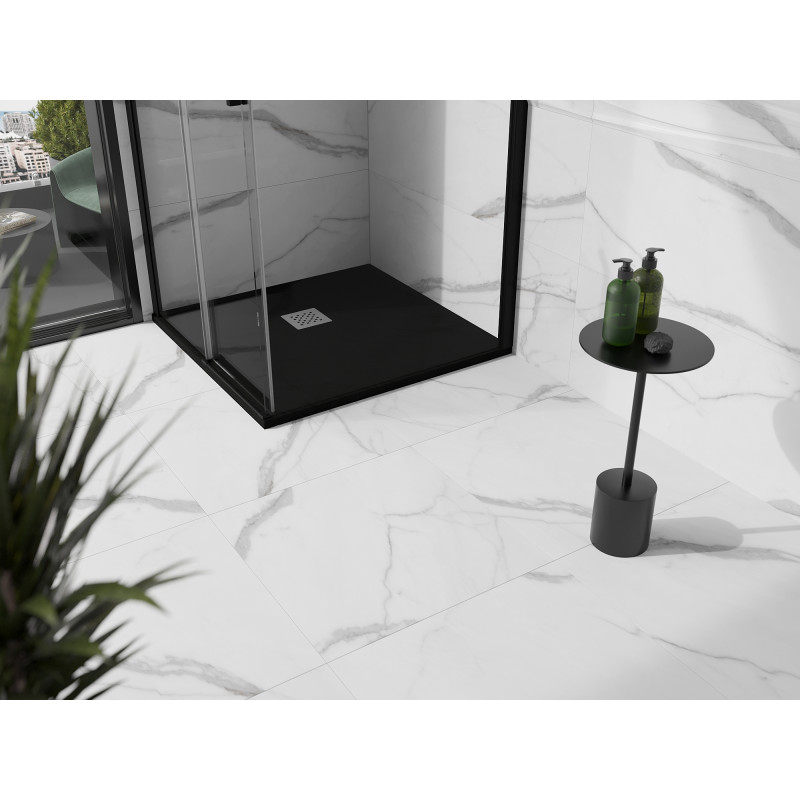 Mexen Stone+ composite square shower tray 70 x 70 cm, black - 44707070