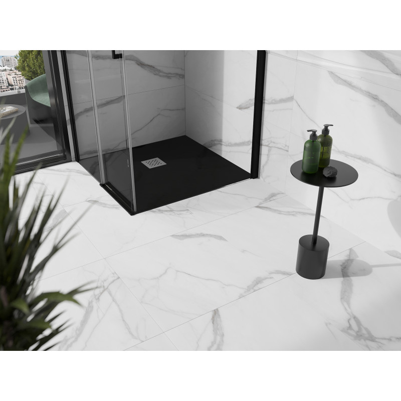 Mexen Stone+ composite square shower tray 70 x 70 cm, black - 44707070