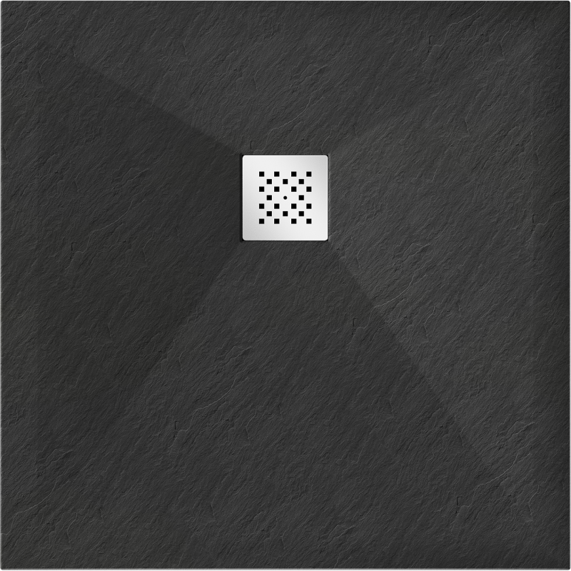 Mexen Stone+ composite square shower tray 80 x 80 cm, black - 44708080