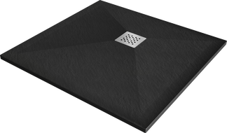 Mexen Stone+ composite square shower tray 90 x 90 cm, black - 44709090