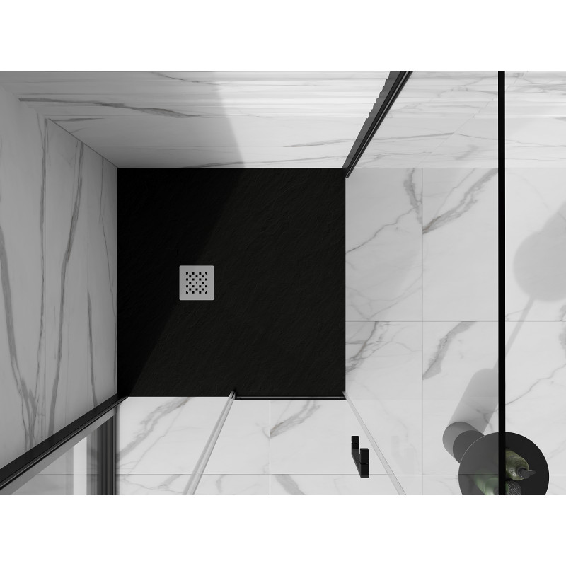 Mexen Stone+ composite square shower tray 90 x 90 cm, black - 44709090
