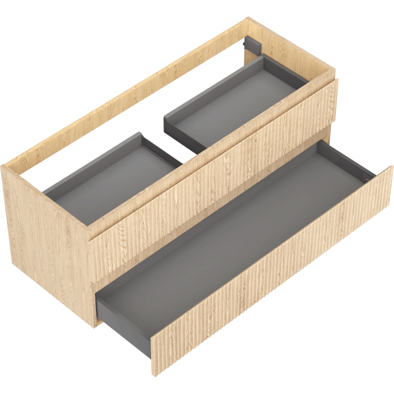 Mexen Rivel bathroom cabinet under-sink 120 cm, 2 drawers, grooved, oak - 91A20-12047-2-BFF81