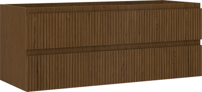 Mexen Rivel bathroom cabinet under-sink 120 cm, 2 drawers, fluted, walnut - 91A20-12047-2-BFF86