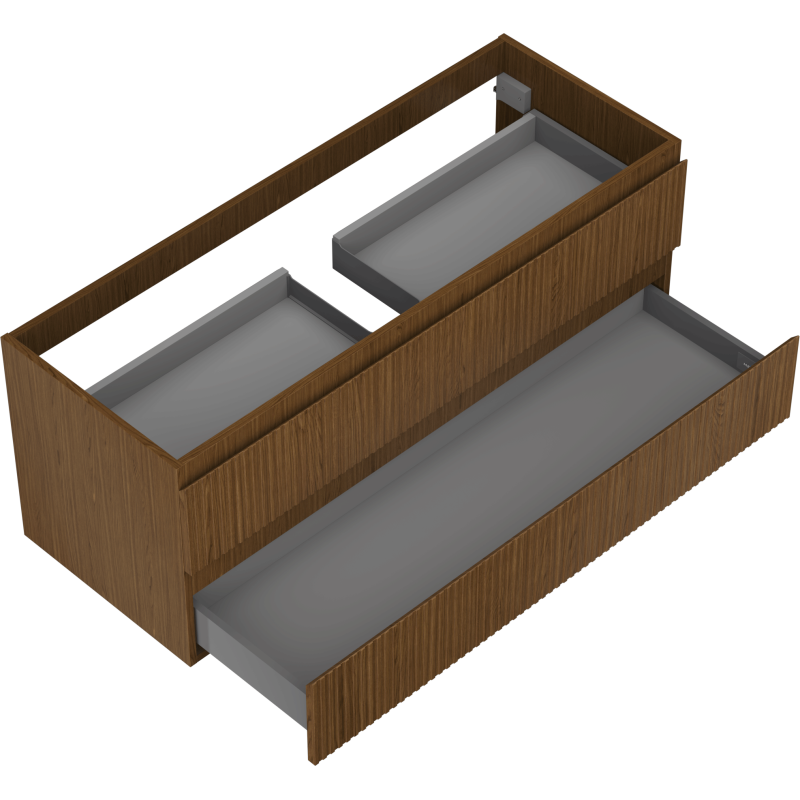 Mexen Rivel bathroom cabinet under sink 120 cm, 2 drawers, grooved, walnut - 91A20-12047-2-BFF86