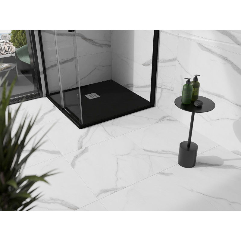 Mexen Stone+ composite shower tray square 100 x 100 cm, black - 44701010