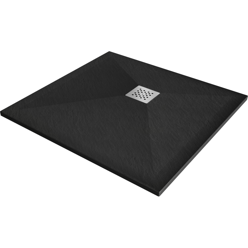 Mexen Stone+ composite shower tray square 100 x 100 cm, black - 44701010
