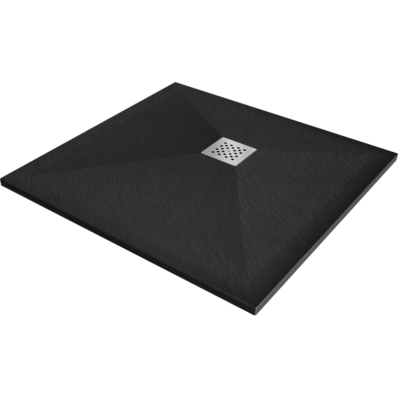 Mexen Stone+ square composite shower tray 100 x 100 cm, Black - 44701010