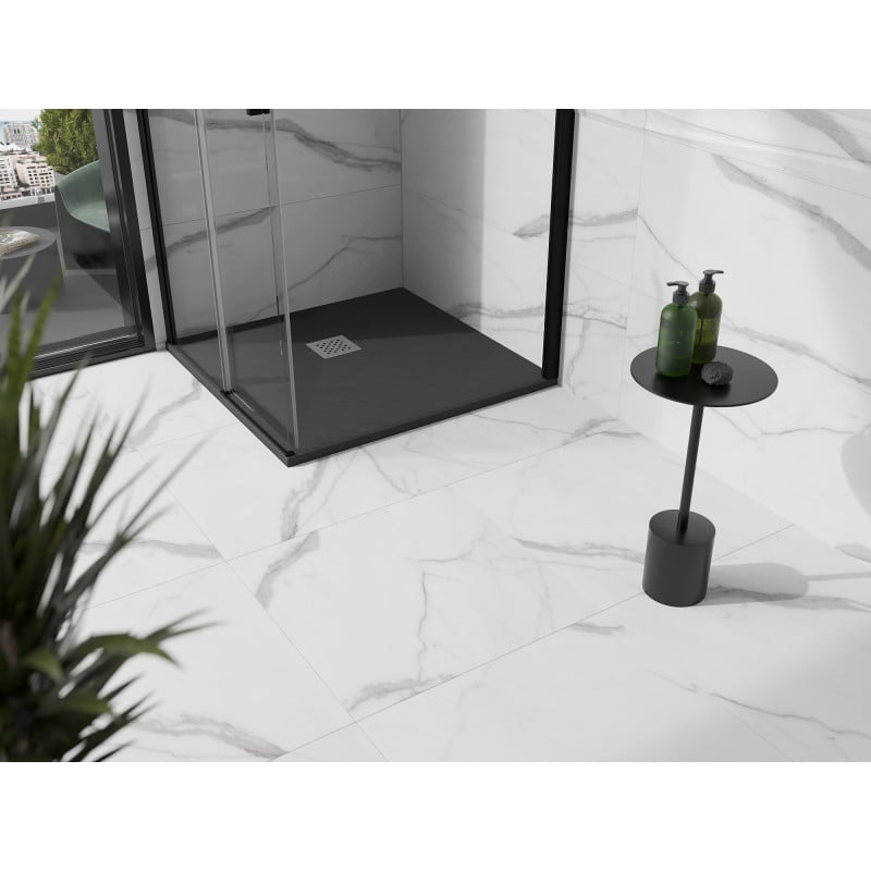 Mexen Stone+ composite square shower tray 80 x 80 cm, anthracite - 44718080