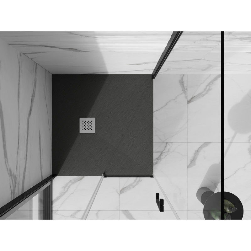 Mexen Stone+ composite square shower tray 80 x 80 cm, anthracite - 44718080