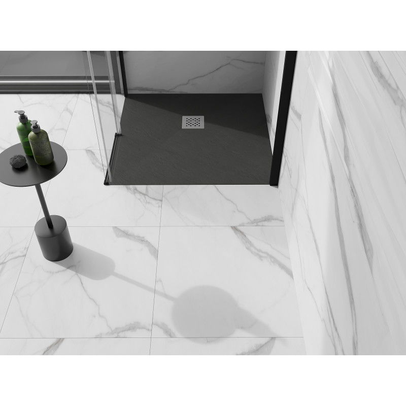 Mexen Stone+ composite square shower tray 90 x 90 cm, anthracite - 44719090