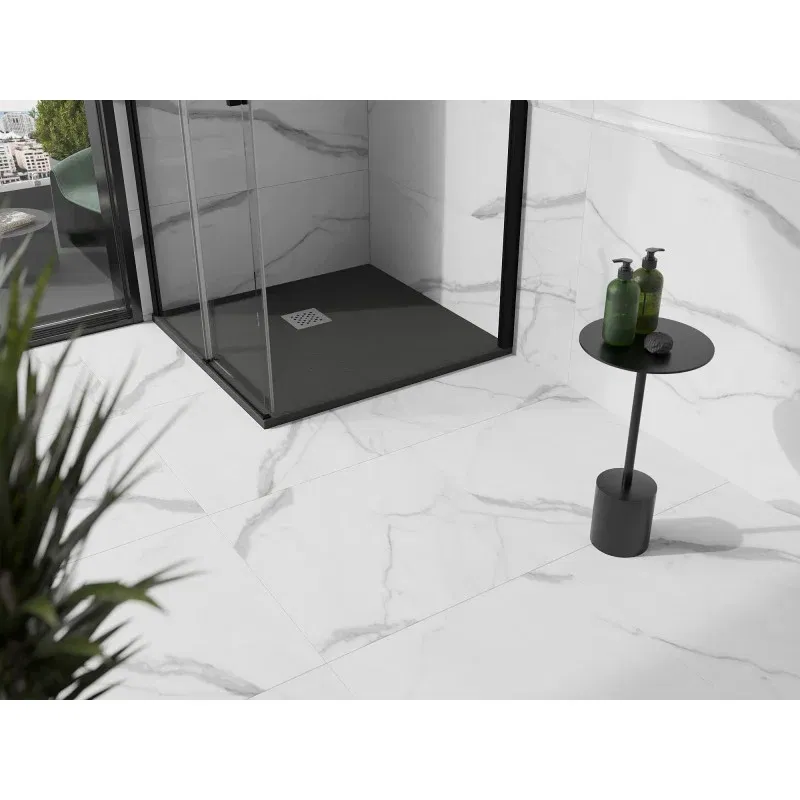 Mexen Stone+ composite square shower tray 90 x 90 cm, anthracite - 44719090
