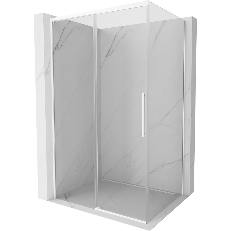Mexen Rox sliding shower enclosure 155 x 80 cm, transparent, white - 8C2-155-080-20-00