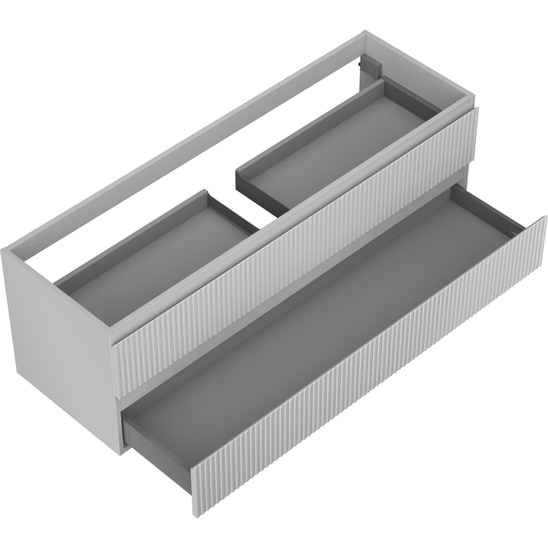 Mexen Rivel bathroom cabinet for under sink 140 cm, 2 drawers, fluted, matt grey - 91A20-14047-2-BFF62