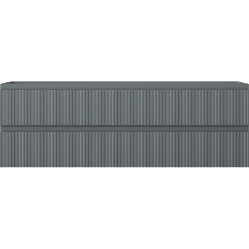 Mexen Rivel bathroom cabinet for under-sink 140 cm, 2 drawers, fluted, graphite matte - 91A20-14047-2-BFF66