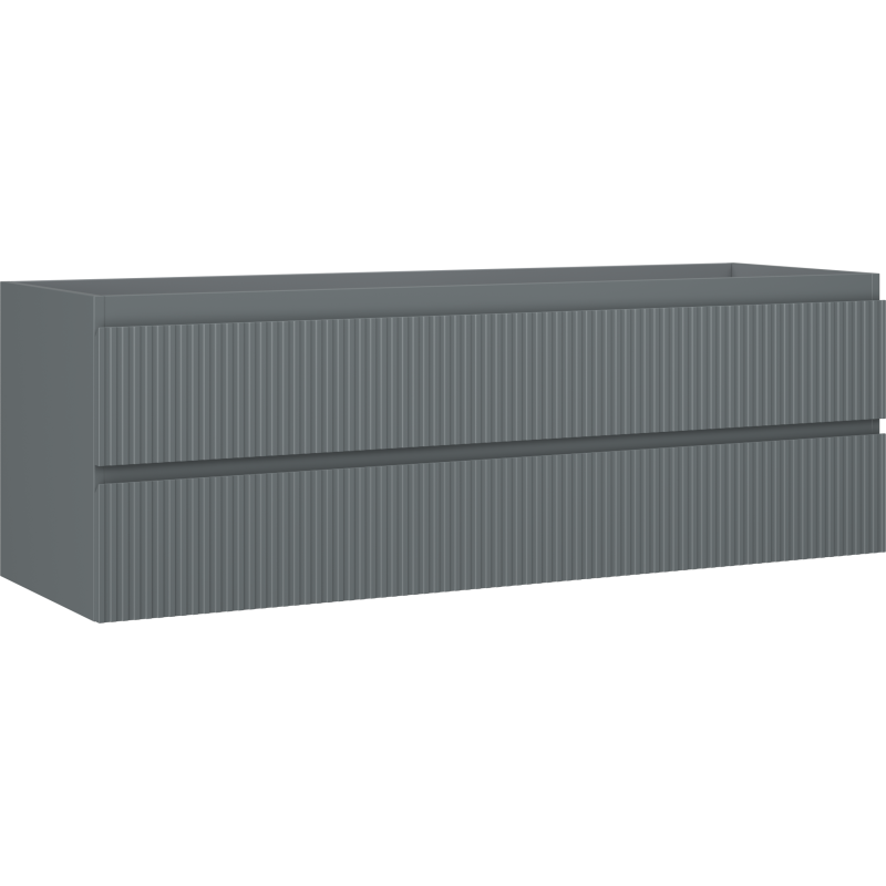 Mexen Rivel bathroom cabinet for washbasin 140 cm, 2 drawers, fluted, matte graphite - 91A20-14047-2-BFF66