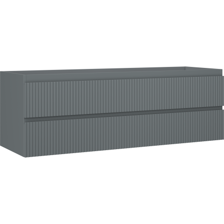 Mexen Rivel bathroom cabinet for under-sink 140 cm, 2 drawers, fluted, graphite matte - 91A20-14047-2-BFF66