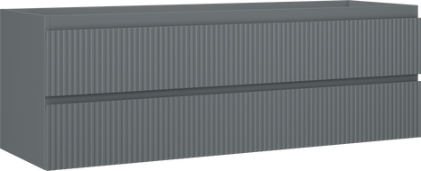 Mexen Rivel bathroom cabinet for washbasin 140 cm, 2 drawers, fluted, matte graphite - 91A20-14047-2-BFF66