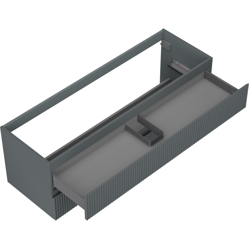 Mexen Rivel bathroom cabinet for under-sink 140 cm, 2 drawers, fluted, graphite matte - 91A20-14047-2-BFF66