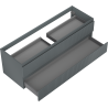 Mexen Rivel bathroom cabinet for washbasin 140 cm, 2 drawers, fluted, matte graphite - 91A20-14047-2-BFF66