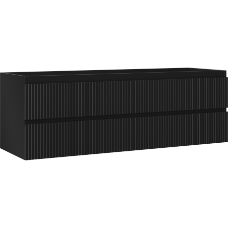 Mexen Rivel bathroom cabinet under the sink 140 cm, 2 drawers, grooved, matte black - 91A20-14047-2-BFF71