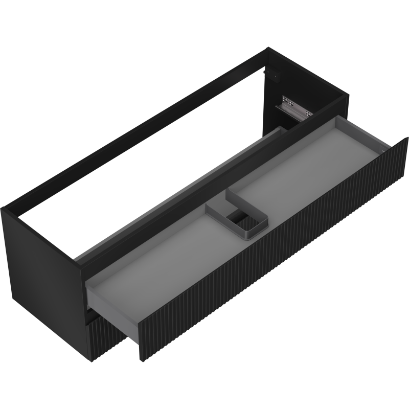 Mexen Rivel bathroom cabinet under the sink 140 cm, 2 drawers, grooved, matte black - 91A20-14047-2-BFF71