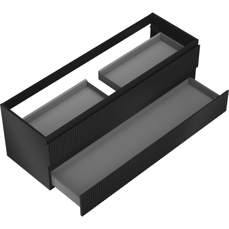 Mexen Rivel bathroom cabinet under the sink 140 cm, 2 drawers, grooved, matte black - 91A20-14047-2-BFF71