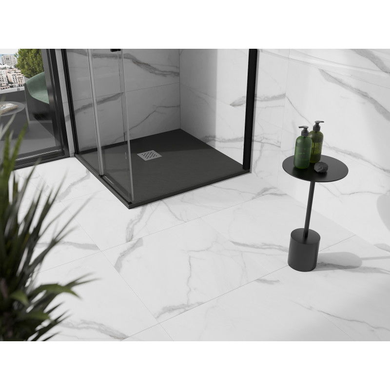 Mexen Stone+ composite square shower tray 100 x 100 cm, anthracite - 44711010